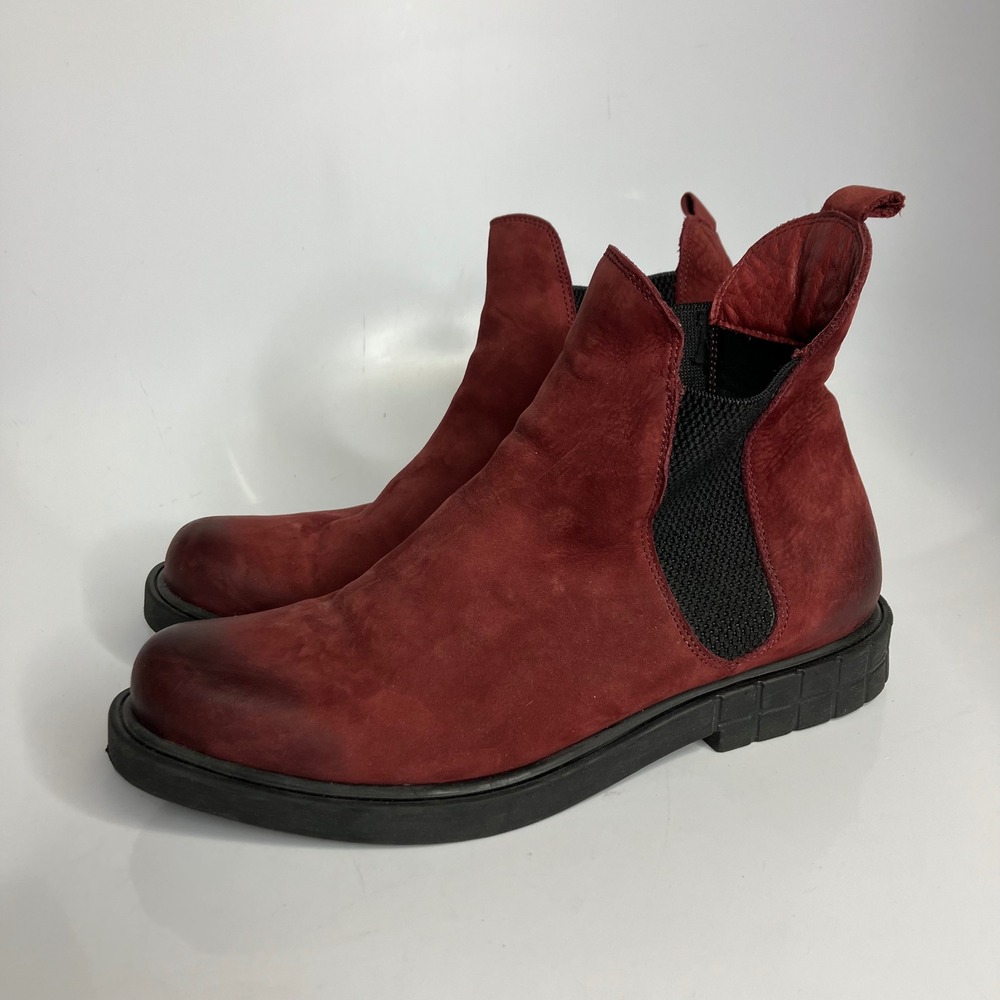 Bueno oak‎ dark red Nubuck leather pull on ankle boots women's size 37   Gothic